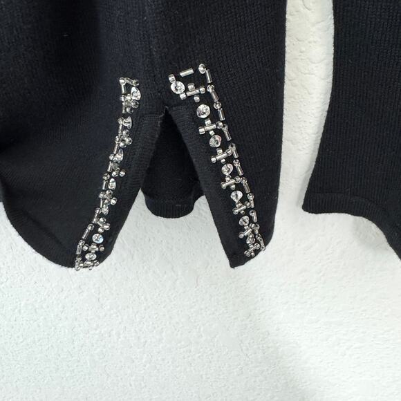 Quacker Factory Womens Knit Sweater Size L Sequin Jewel Beaded Party Black - Picture 6 of 8